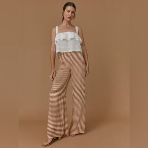 NWT Reformation Sorrenti Wide Leg Pant Chestnut Check